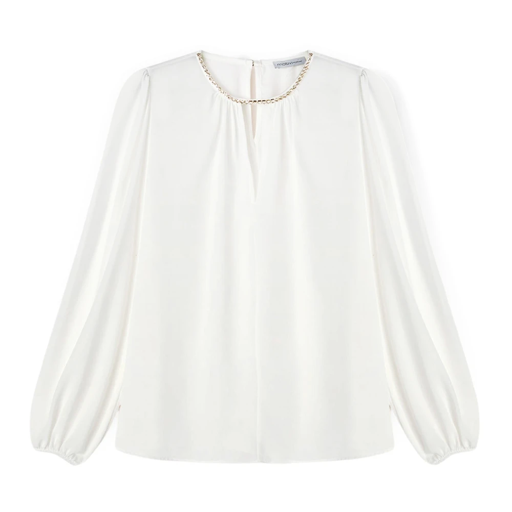Motivi Elegante Blouse met Kristalversieringen White Dames
