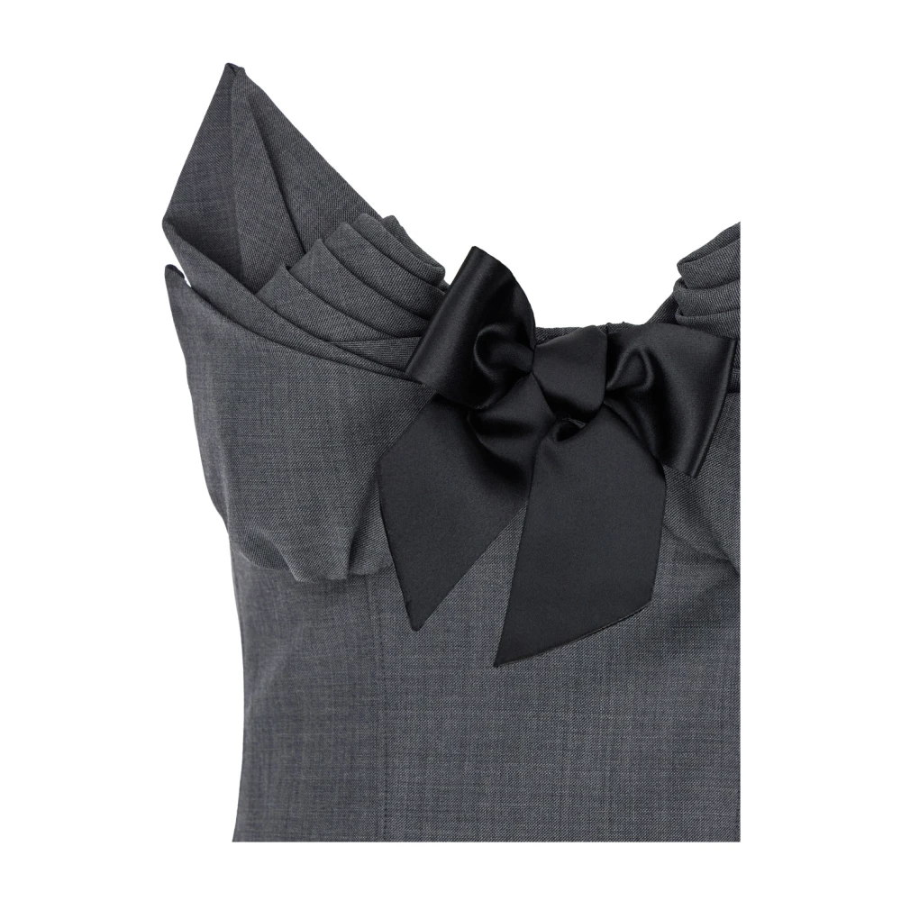 Shushu Tong Grijze Bustier-Stijl Jurk met Strikdetail Gray Dames