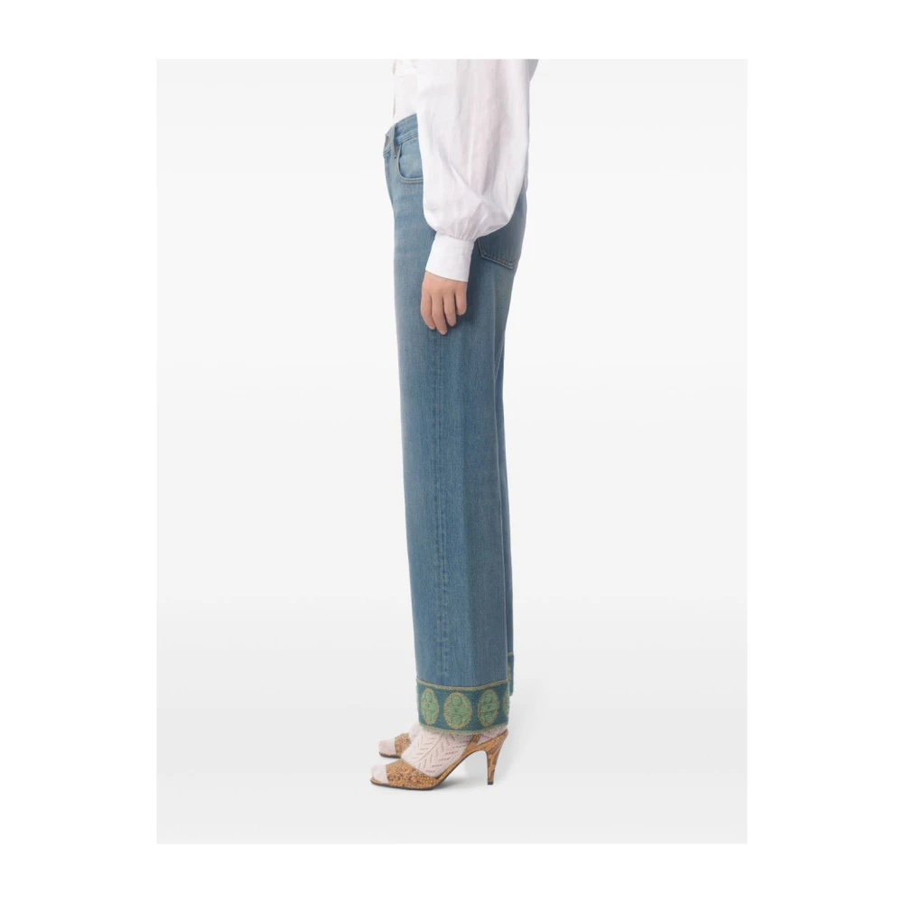 Valentino Blauwe Denim Jeans met Omgeslagen Manchetten Blue Dames