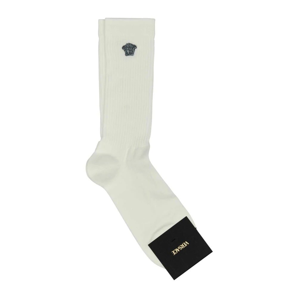 Versace Stretch Katoenmix Witte Sokken White Heren