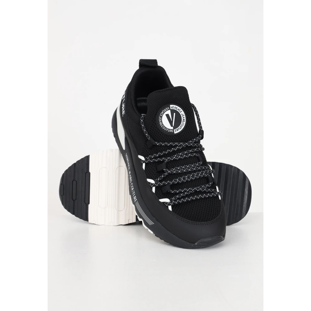 Versace Jeans Couture Zwarte Logo Sneakers met Chunky Rubberen Zool Black Heren