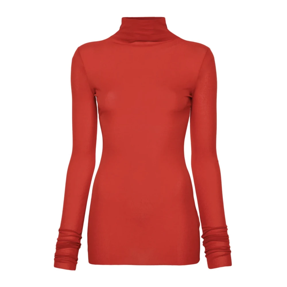 Jil Sander Rode Doorschijnende Top met Lange Mouwen Red Dames