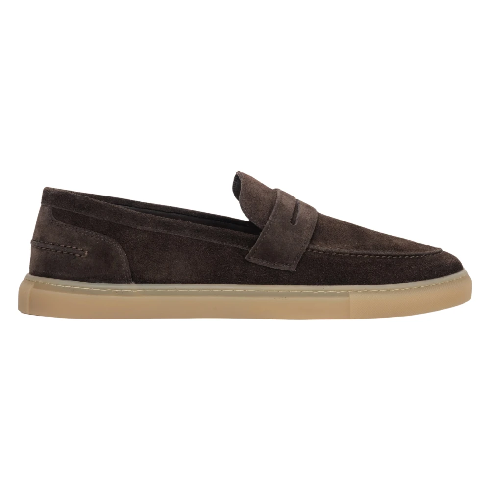 Estro Men's Brown Flexible-Sole Loafers In Premium Italian Velour - Loafers - 9 Uk - Shoes