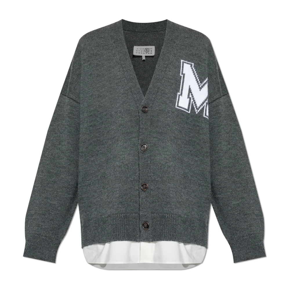 Mm6 Maison Margiela Men's Gray Cardigans, M, Cardigan With Shirt Elets