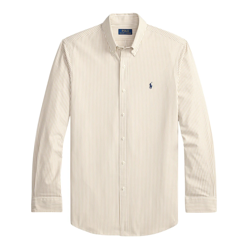 Ralph Lauren Men's Beige Casual Shirts, L, Custom Fit Striped Shirt