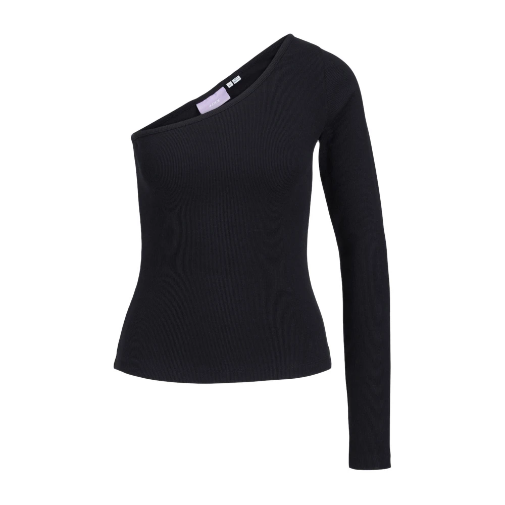 jack & jones Eén Schouder Rib Top Zwart Black Dames