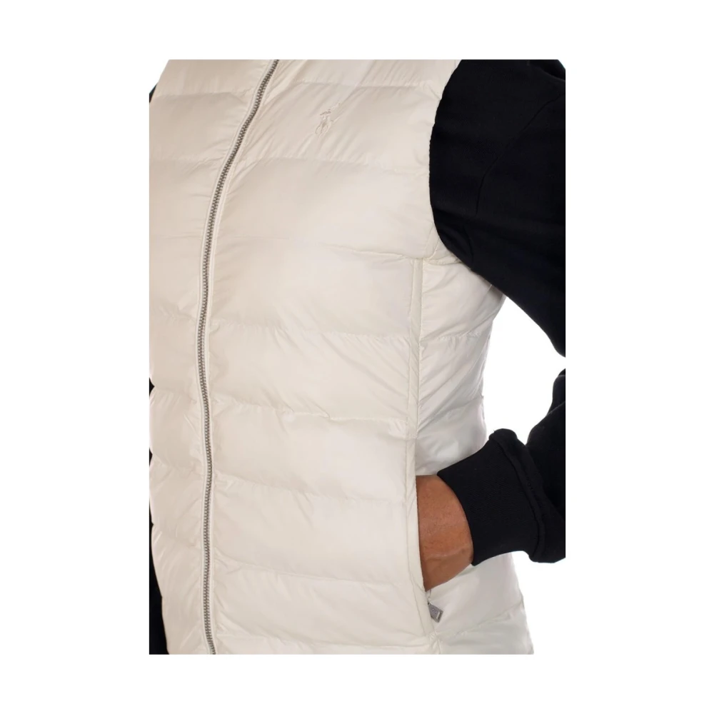Ralph Lauren Crèmekleurig Mouwloos Vest met Rits en Zakken White Dames