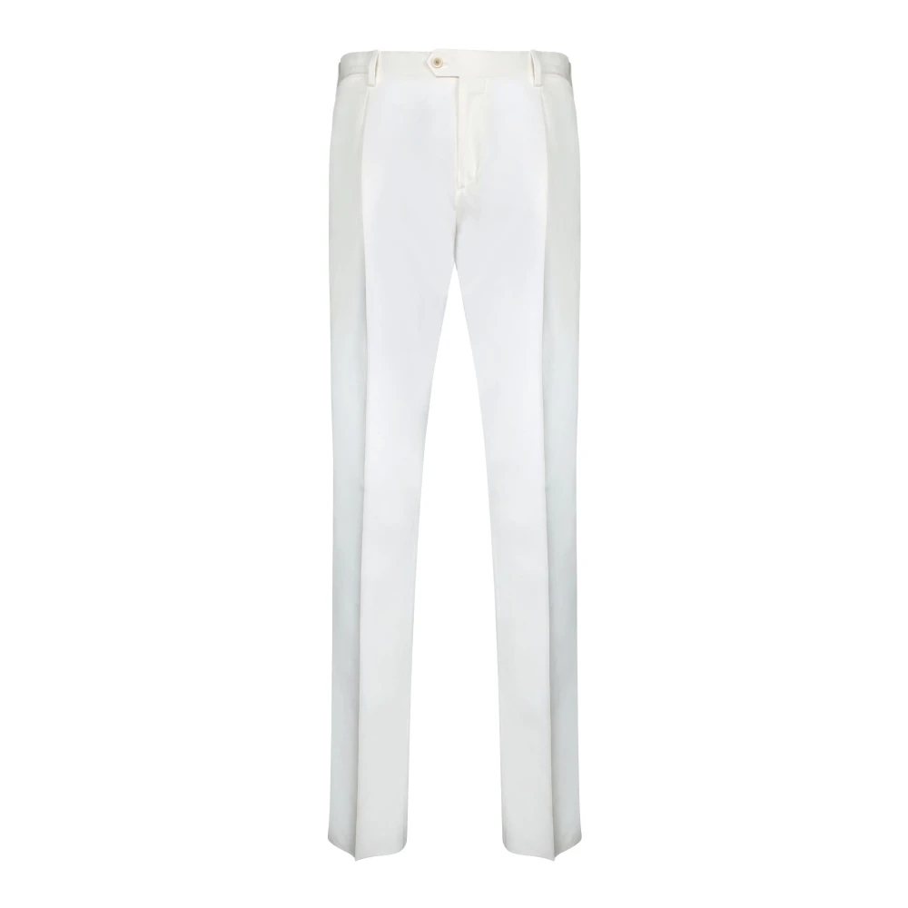 Lardini Witte Broek Hoge Taille Strak Ontwerp White Heren