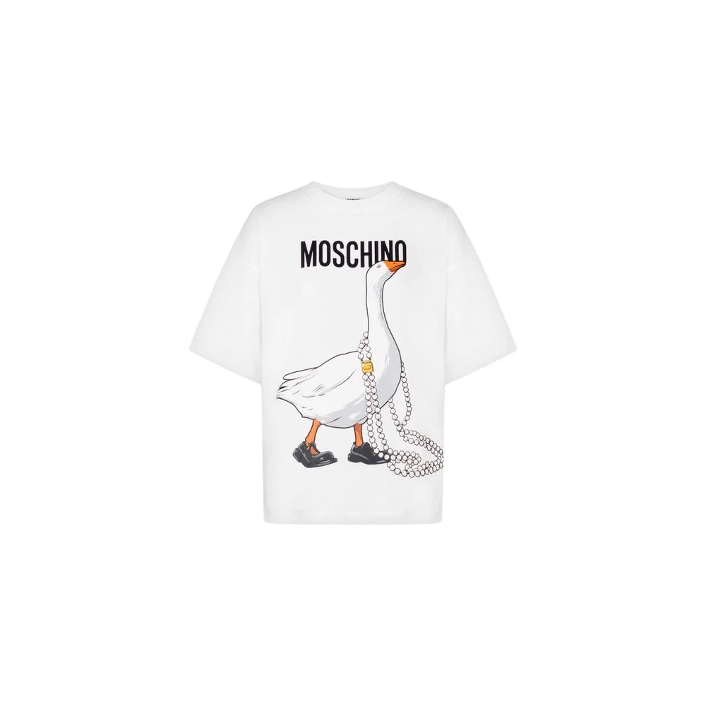 Moschino Unisex Camiseta De Punto De Algodón Con Ganso