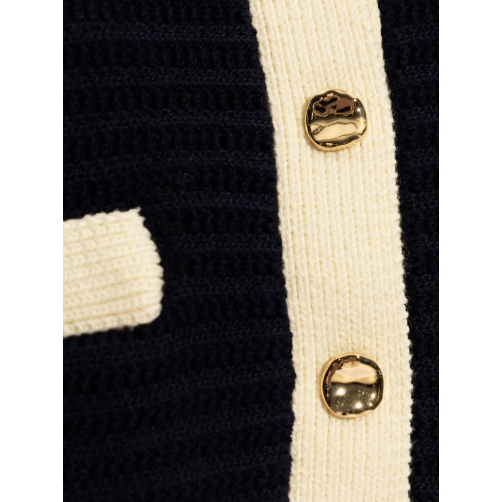 Self Portrait Marineblauwe Gehaakte Gebreide Cardigan Blue Dames