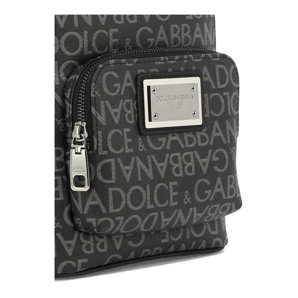 Dolce & Gabbana Coated Jacquard Crossbody Tas Black Heren