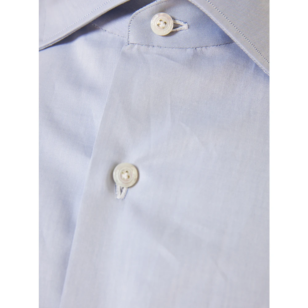 Finamore Italiaans katoenen overhemd 100% katoen Blue Heren