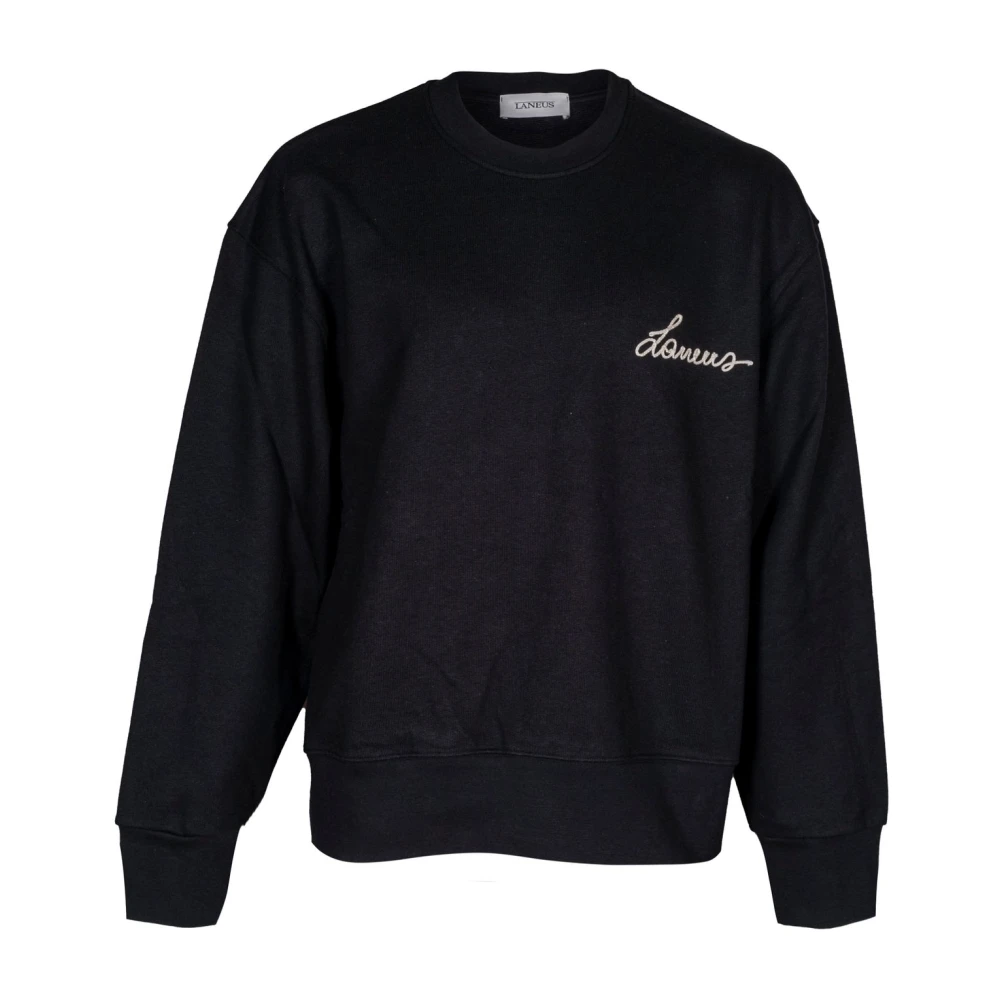 Laneus Men's Black Stylish Crewneck Sweatshirt - Sweatshirts - L - Sweatshirts & Hoodies