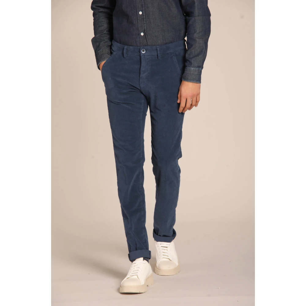 Mason's Velvet Gestreepte Slim Fit Chino Broek Blue Heren