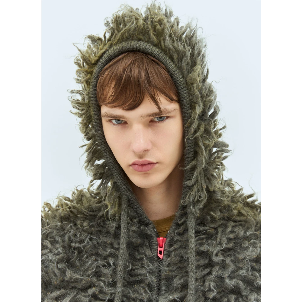Diesel Hoodie jack in shaggy knit Gray Heren
