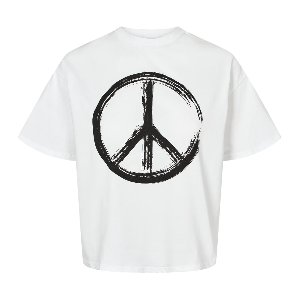 American Dreams Witte Peace Katoenen Cropped Tee White Dames