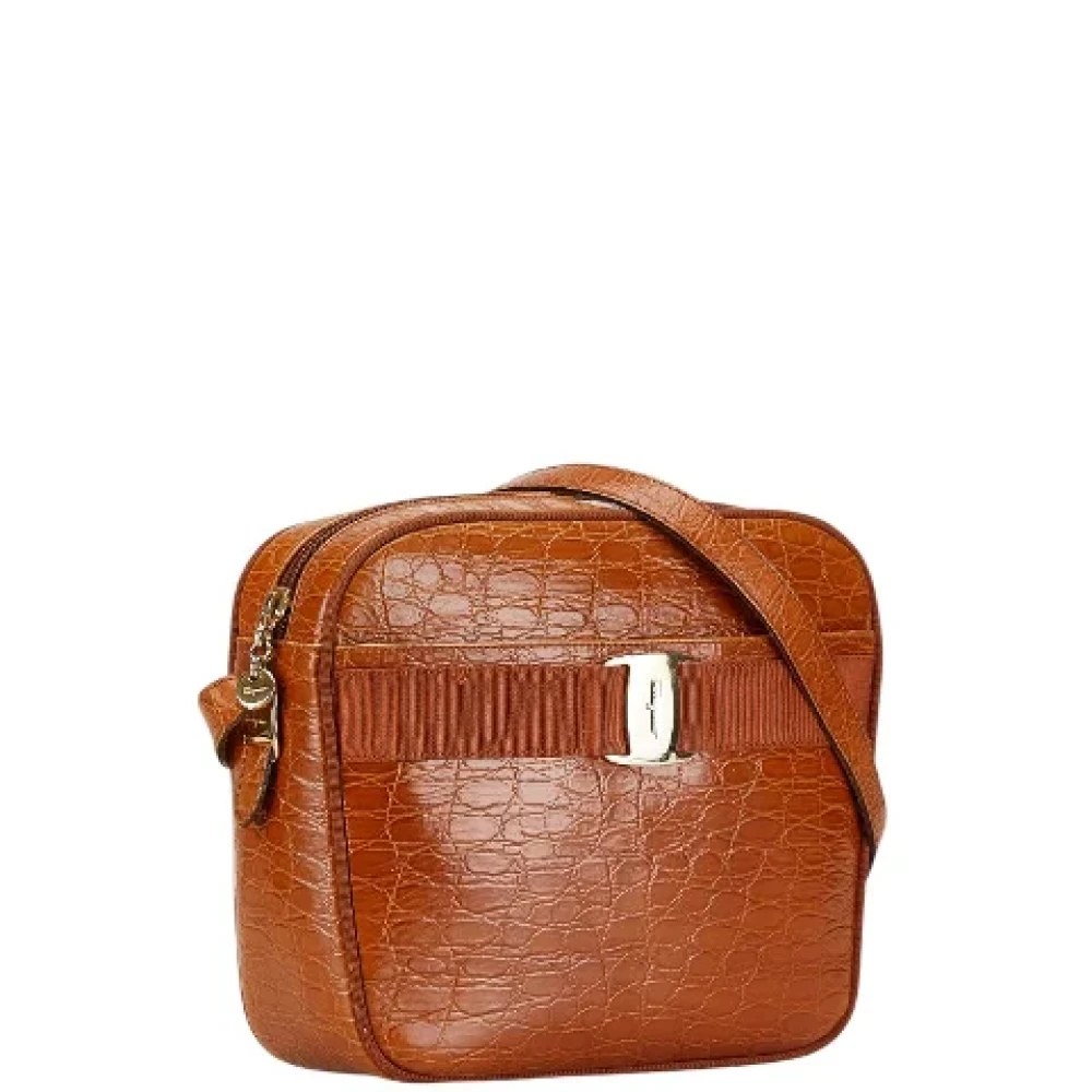 Salvatore Ferragamo Pre-owned Leather shoulder-bags Brown Dames
