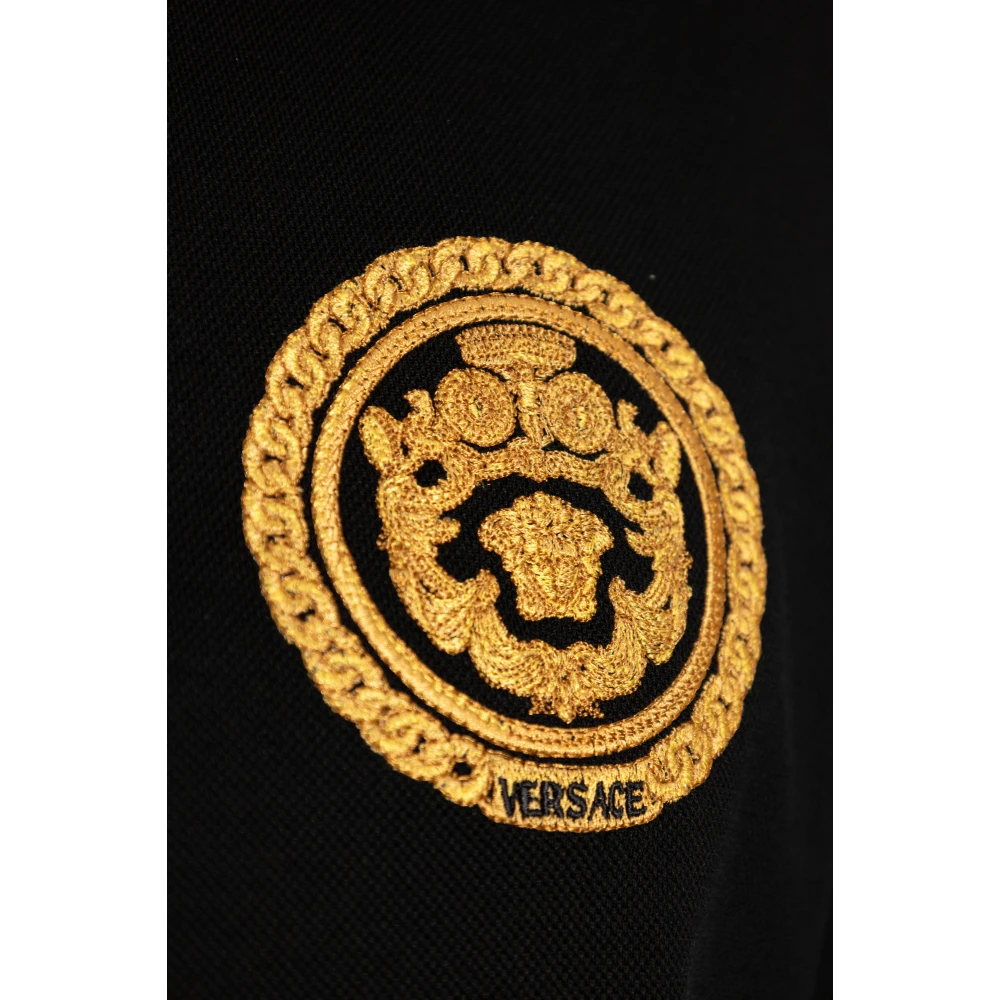 Versace Polo met geborduurd logo Black Heren
