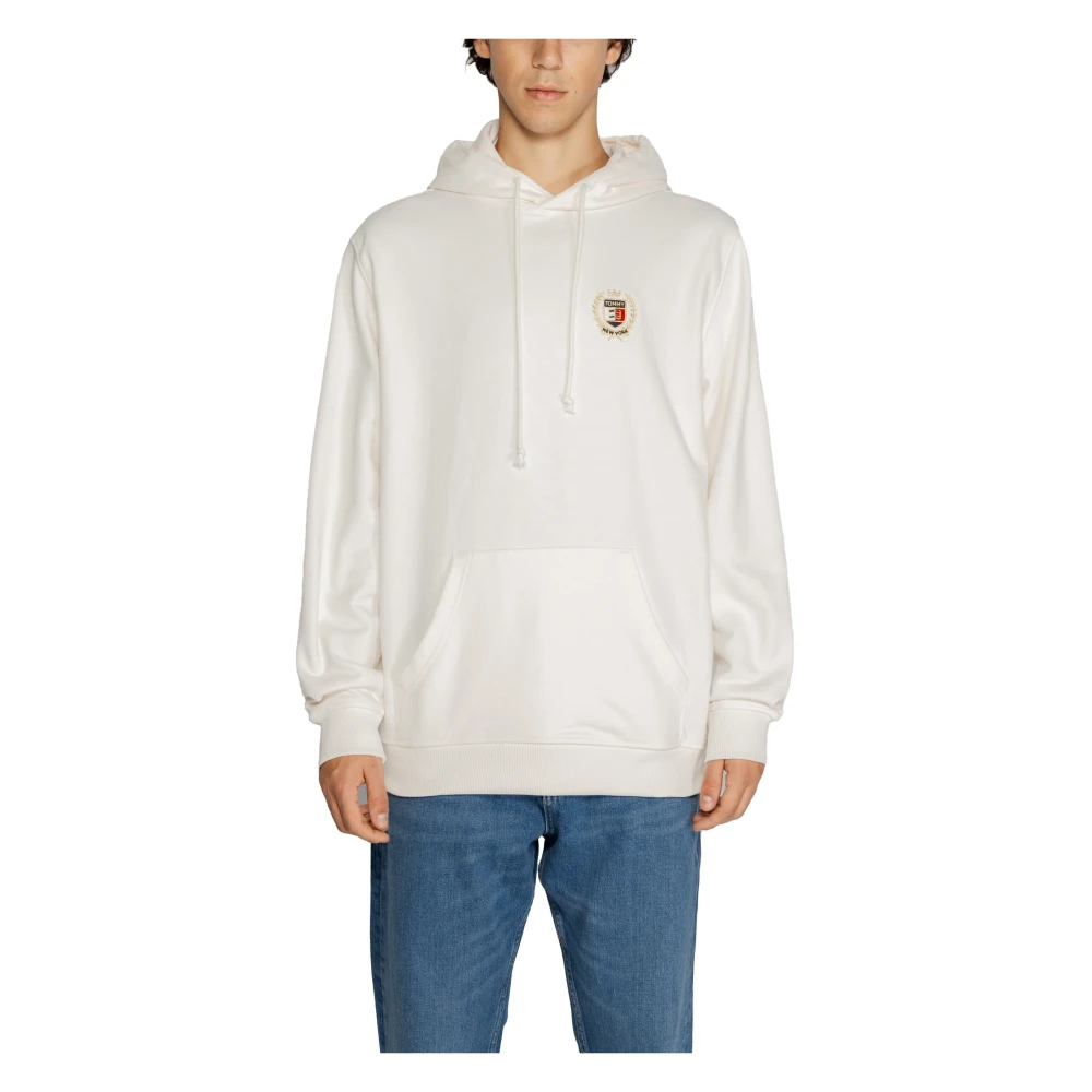 Tommy Jeans Witte Effen Hoodie voor Mannen White Heren