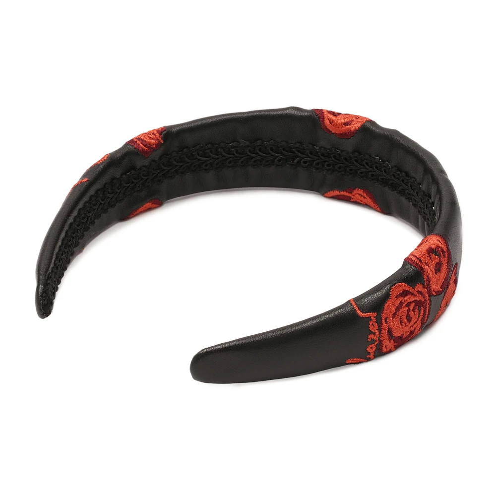 Kazar Zwarte hoofdband met geborduurde rode bloemen Multicolor Dames