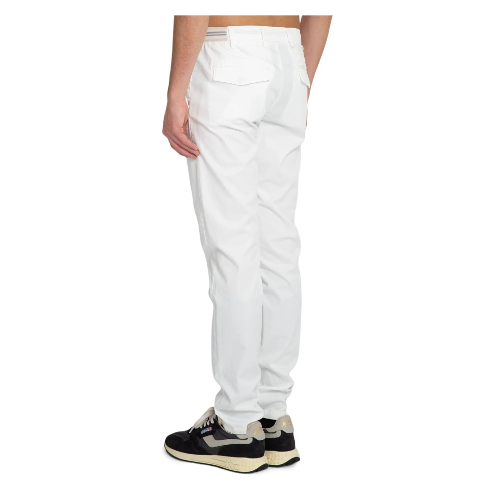 Eleventy Bianco Elastische Joggerbroek met Zijstrepen White Heren