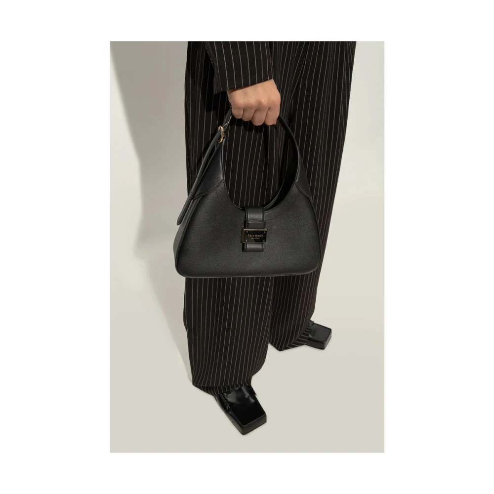 Kate Spade Zwarte Leren Schoudertas met Logo Black Dames