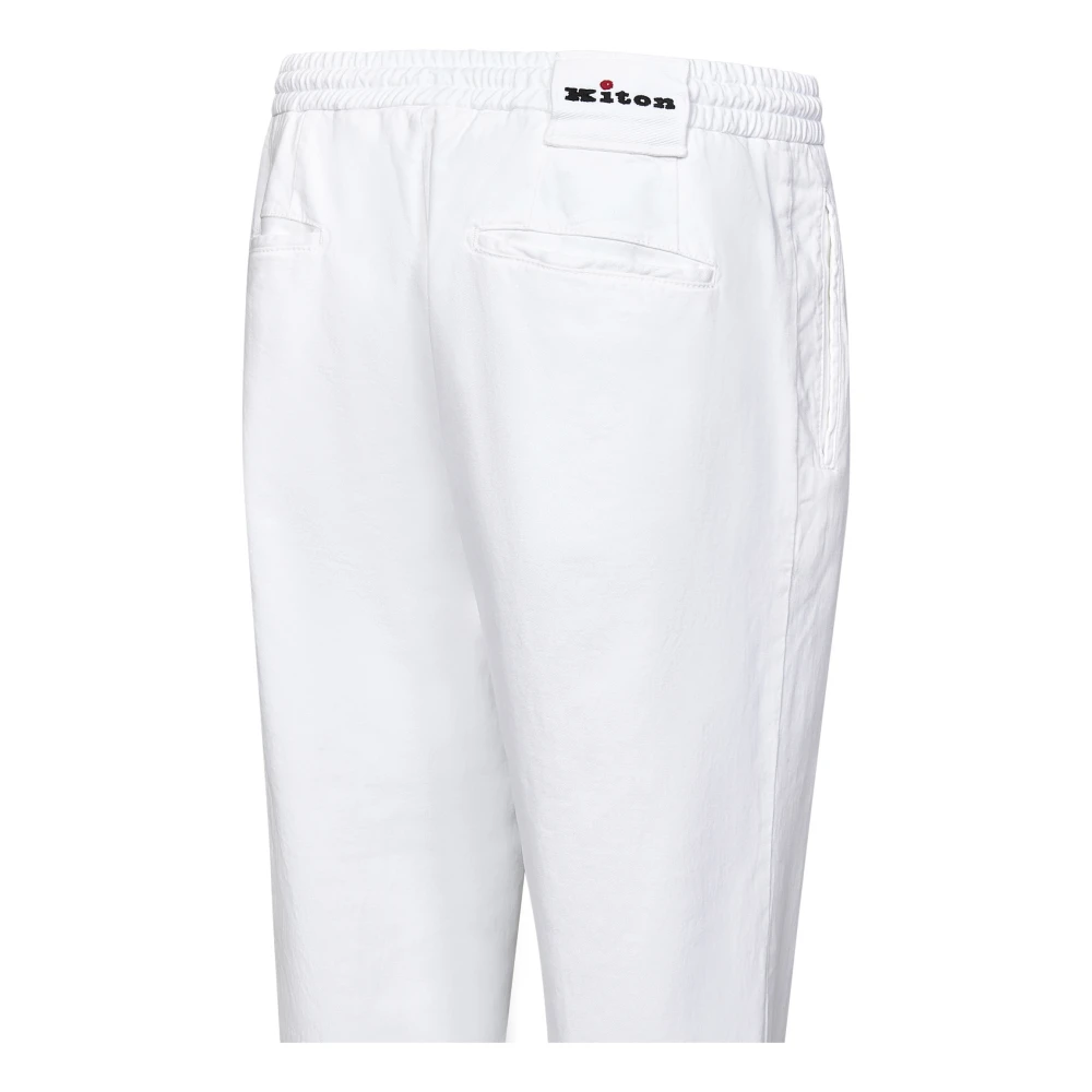 Kiton Witte broek met taps toelopende pijpen White Heren
