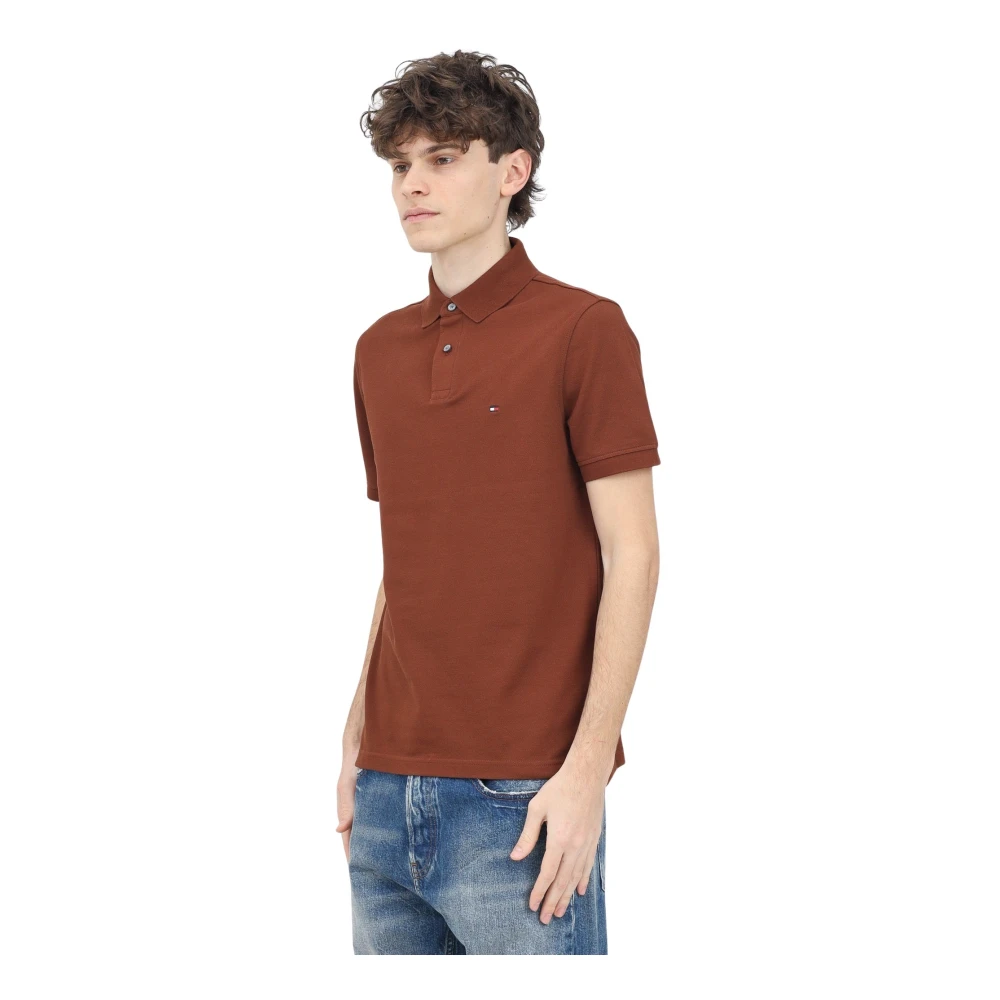 Tommy Hilfiger Bruine Polo Shirt Klassiek Ontwerp Brown Heren
