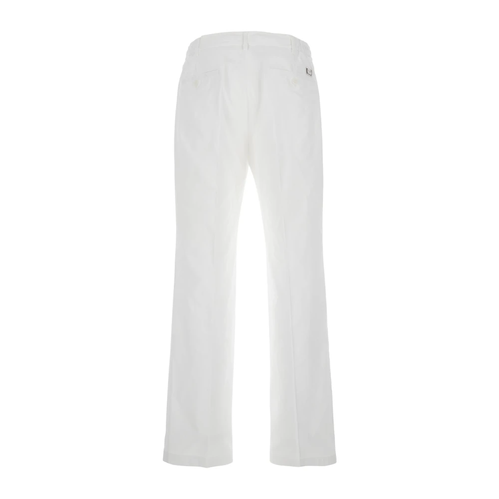 Dolce & Gabbana Witte katoenen broek met logoplaquette White Heren