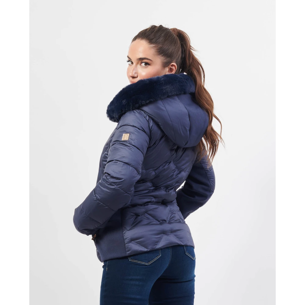 Fracomina Blauwe Gewatteerde Hoodiejas Blue Dames