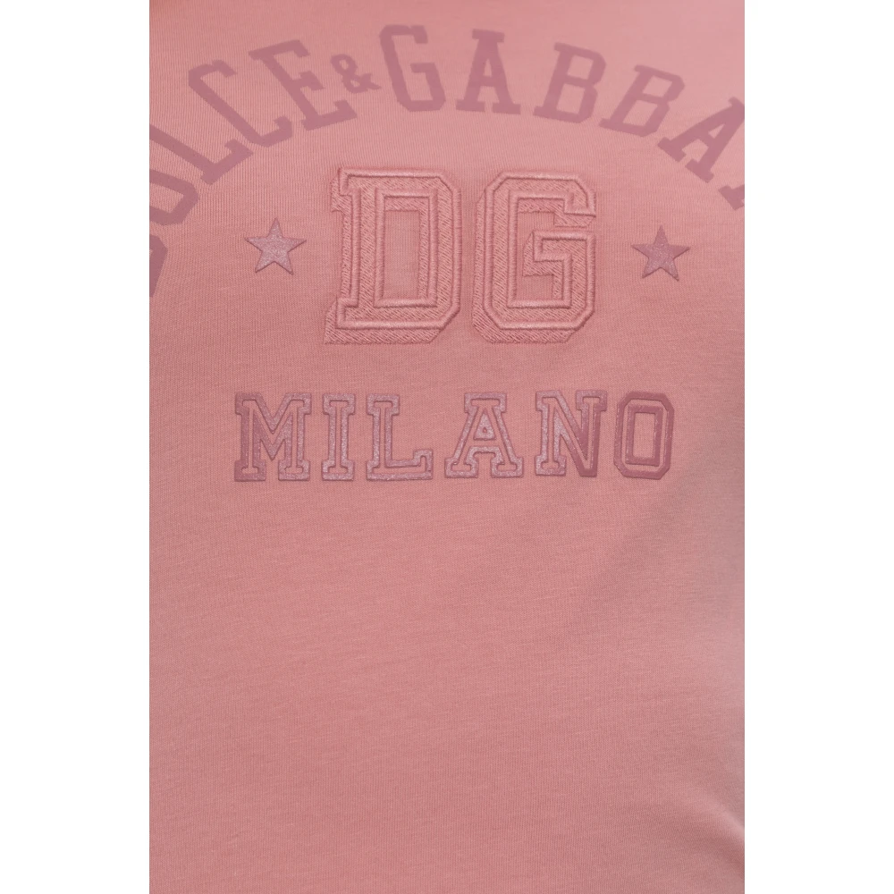 Dolce & Gabbana T-shirt met bedrukt logo Pink Dames