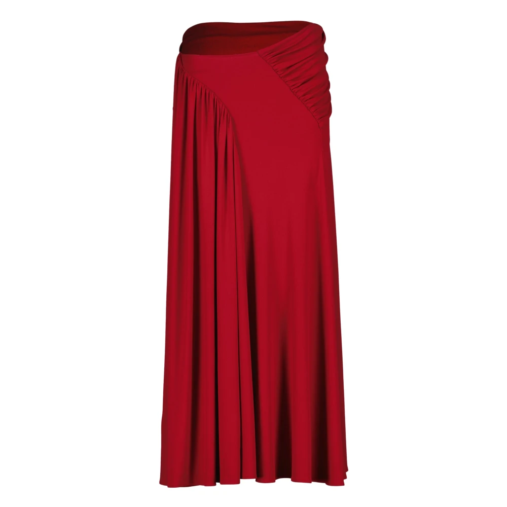 Rabanne Women's Red Maxi Skirts, Xs, Jersey Maxi Skirt With Ruched Details