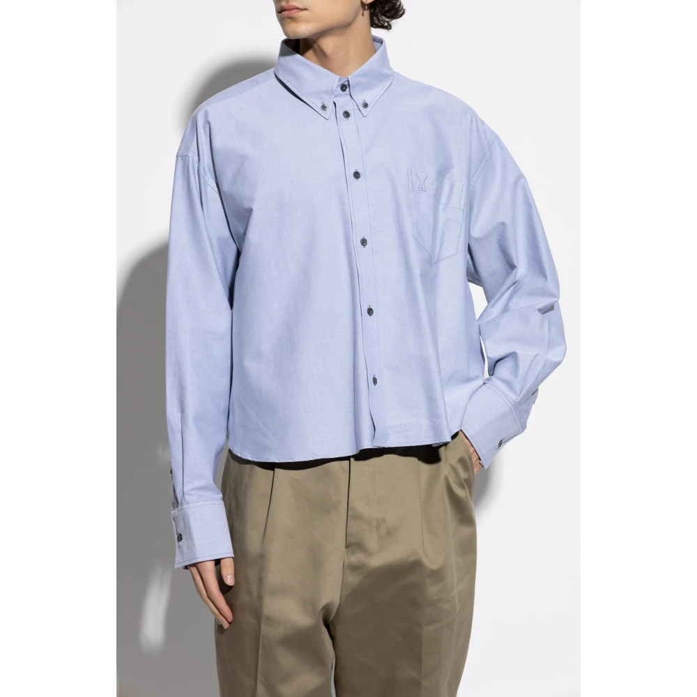 Ami Paris Logo Shirt Blue Heren