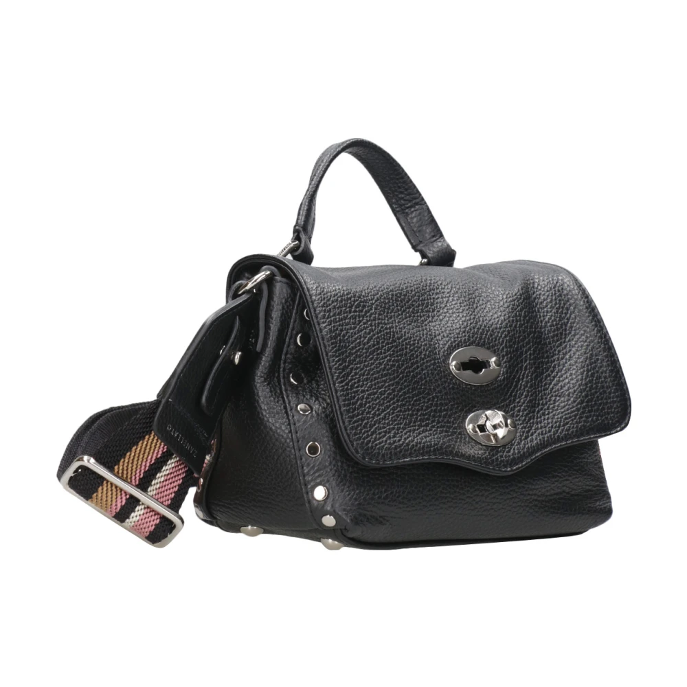 Zanellato Zwarte leren handtas met studs Black Dames