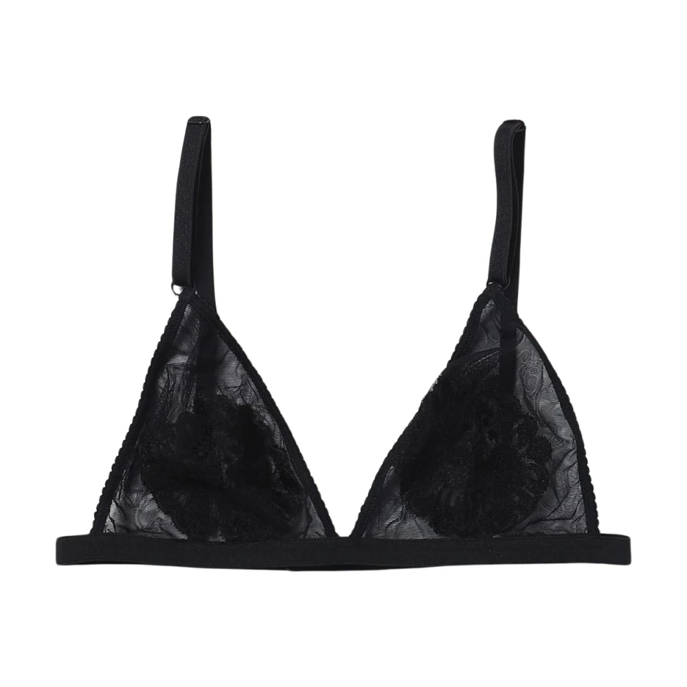 Dolce & Gabbana, Underkläder, Dam, L, Svart trekants-BH i spets