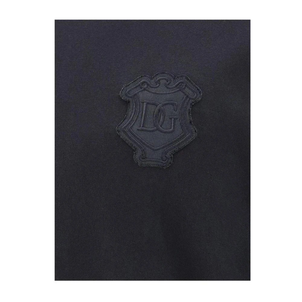 Dolce & Gabbana Monochrome Crew Neck Katoenen Trui Black Heren