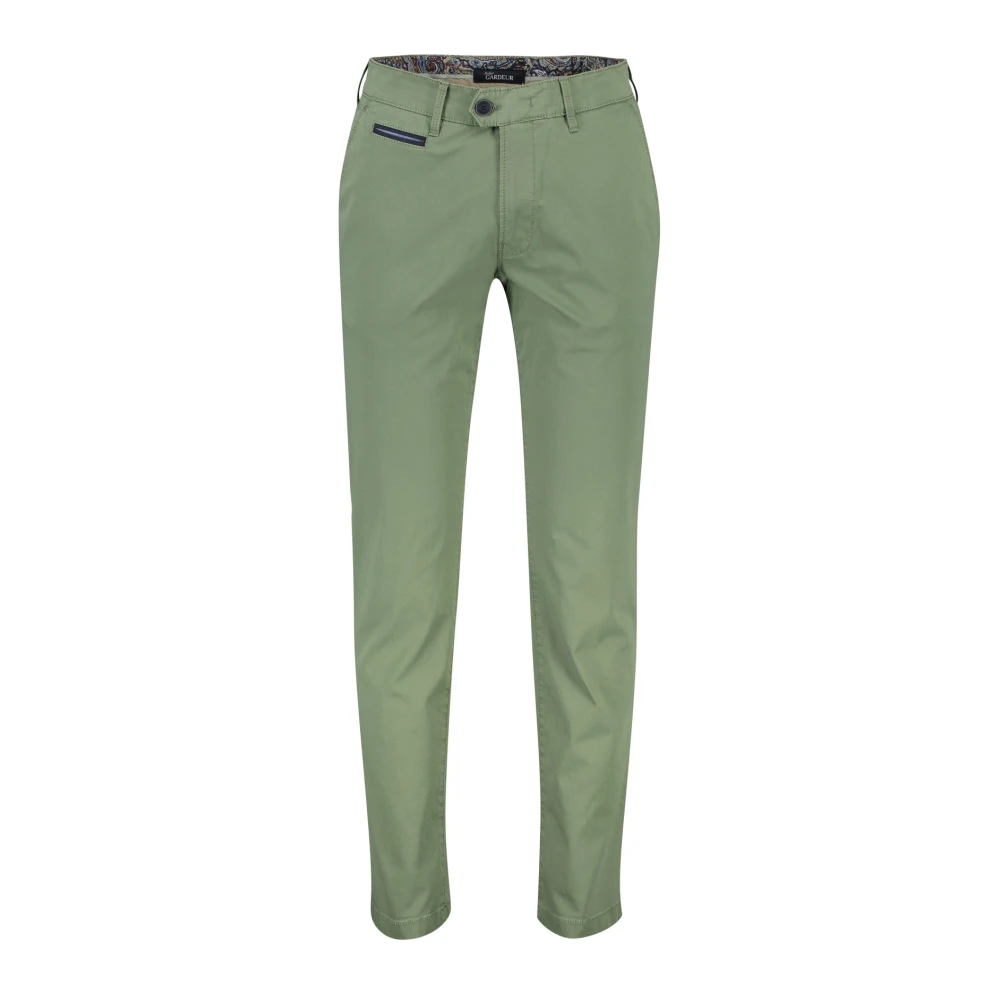 Gardeur Groene Katoenen Chino Broek Green Heren