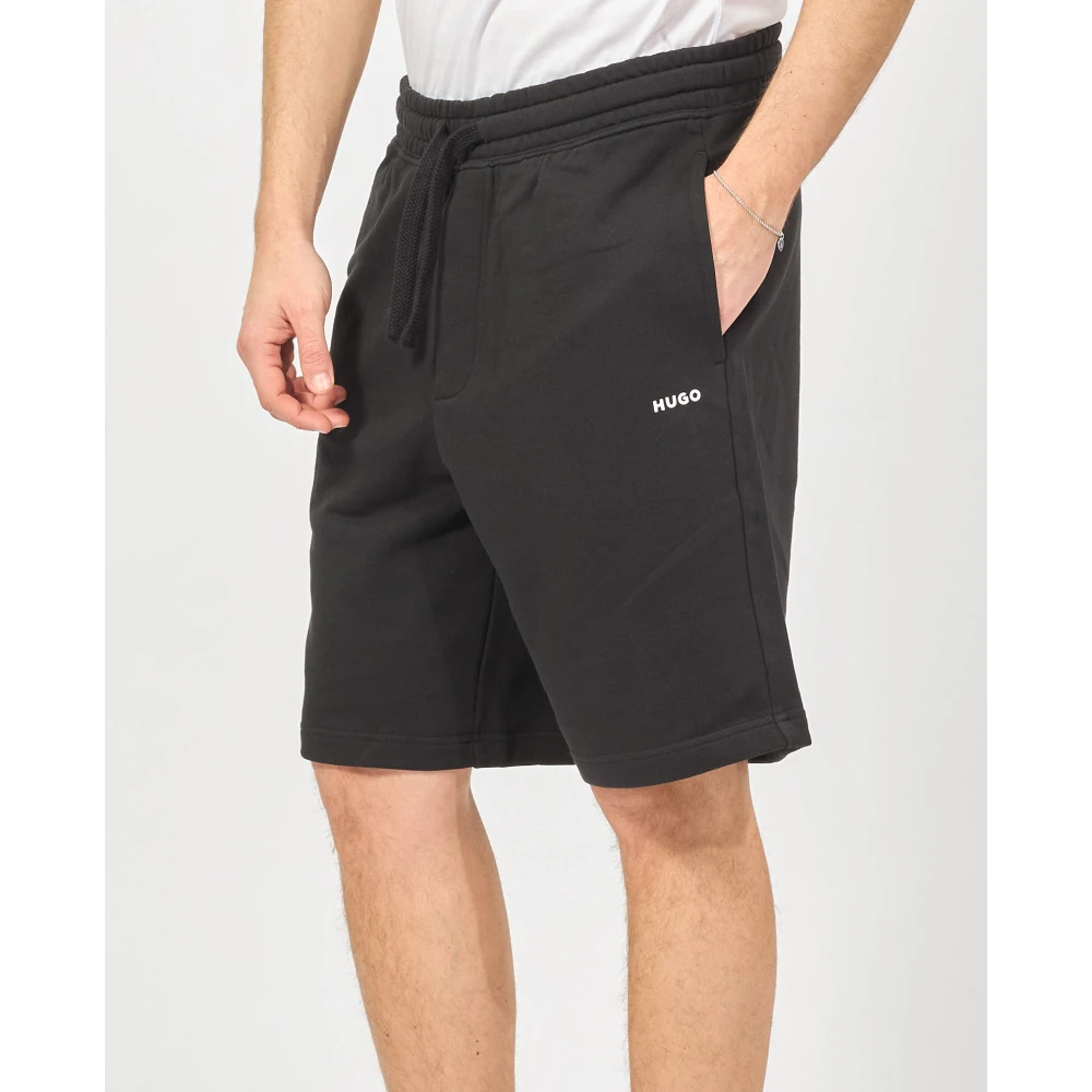 Hugo Boss Zwarte Bermuda Shorts met Trekkoord Taille Black Heren