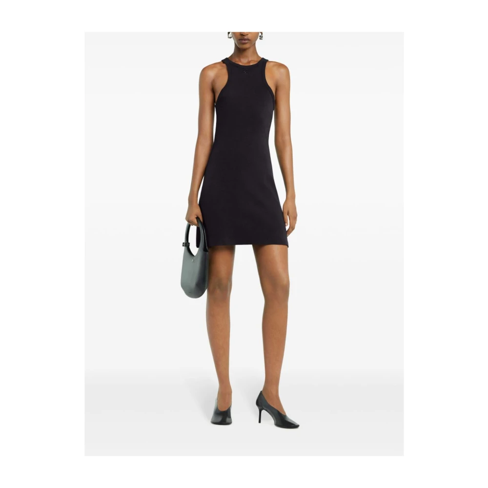 Courrèges Zwarte Katoenen Mini Jurk Mouwloos Black Dames