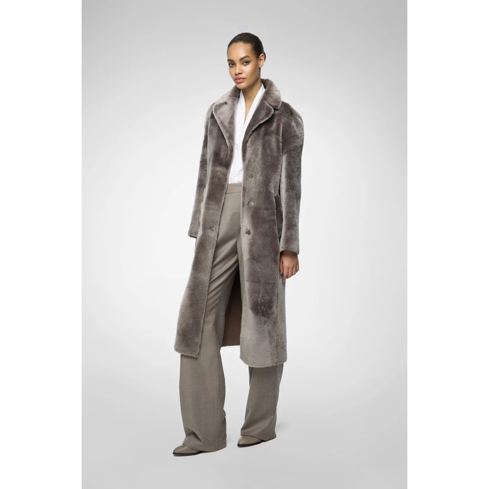 Vespucci by VSP Jennifer Warm Grijs Shearling Jas Gray Dames