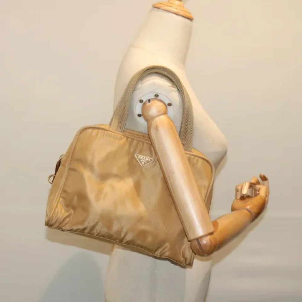 Prada Vintage Pre-owned Canvas prada-bags Beige Dames