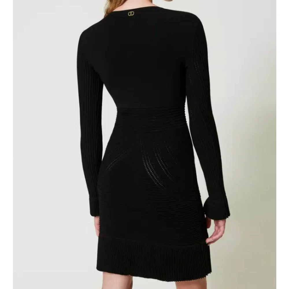 Twinset Zwart Gebreide Buis Werk Jurk Black Dames