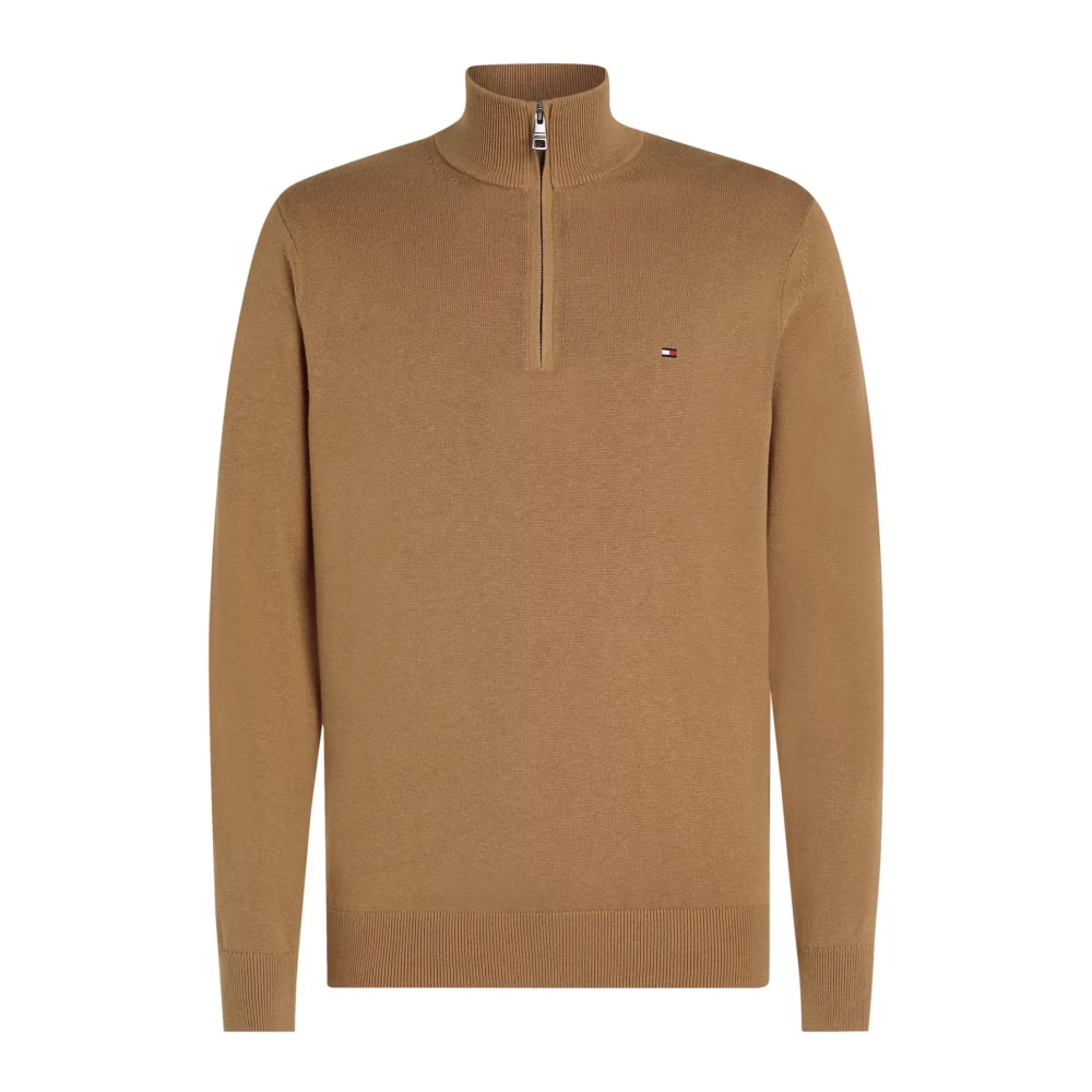 Tommy Hilfiger Zip-up bomullskashmir sweatshirt Brown, Herr