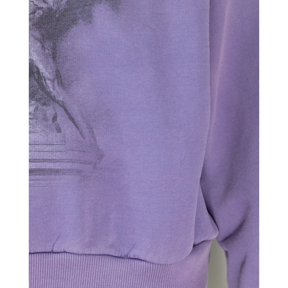 Represent Paarse hoodie losse pasvorm geribbelde zoom katoen Purple Heren