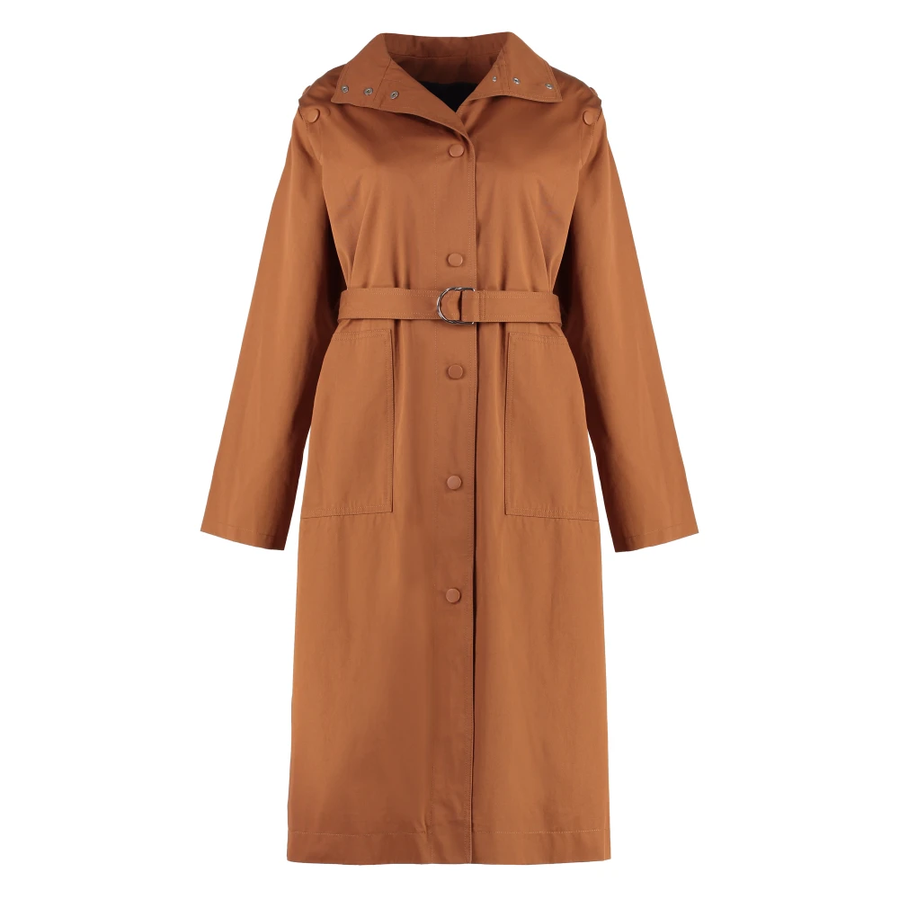 Yves Salomon Katoenen Trenchcoat met Leren Details Brown Dames