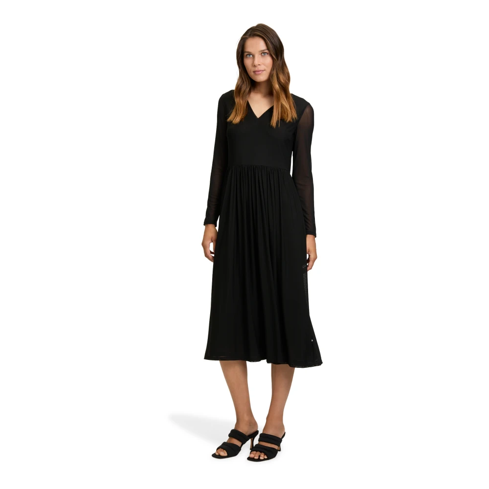 Vera Mont Effen Kleur Maxi Jurk Trendy Stijl Black Dames