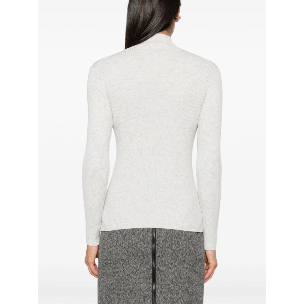 Maison Kitsuné Grijze Geribbelde Gebreide Trui Baby Fox Gray Dames