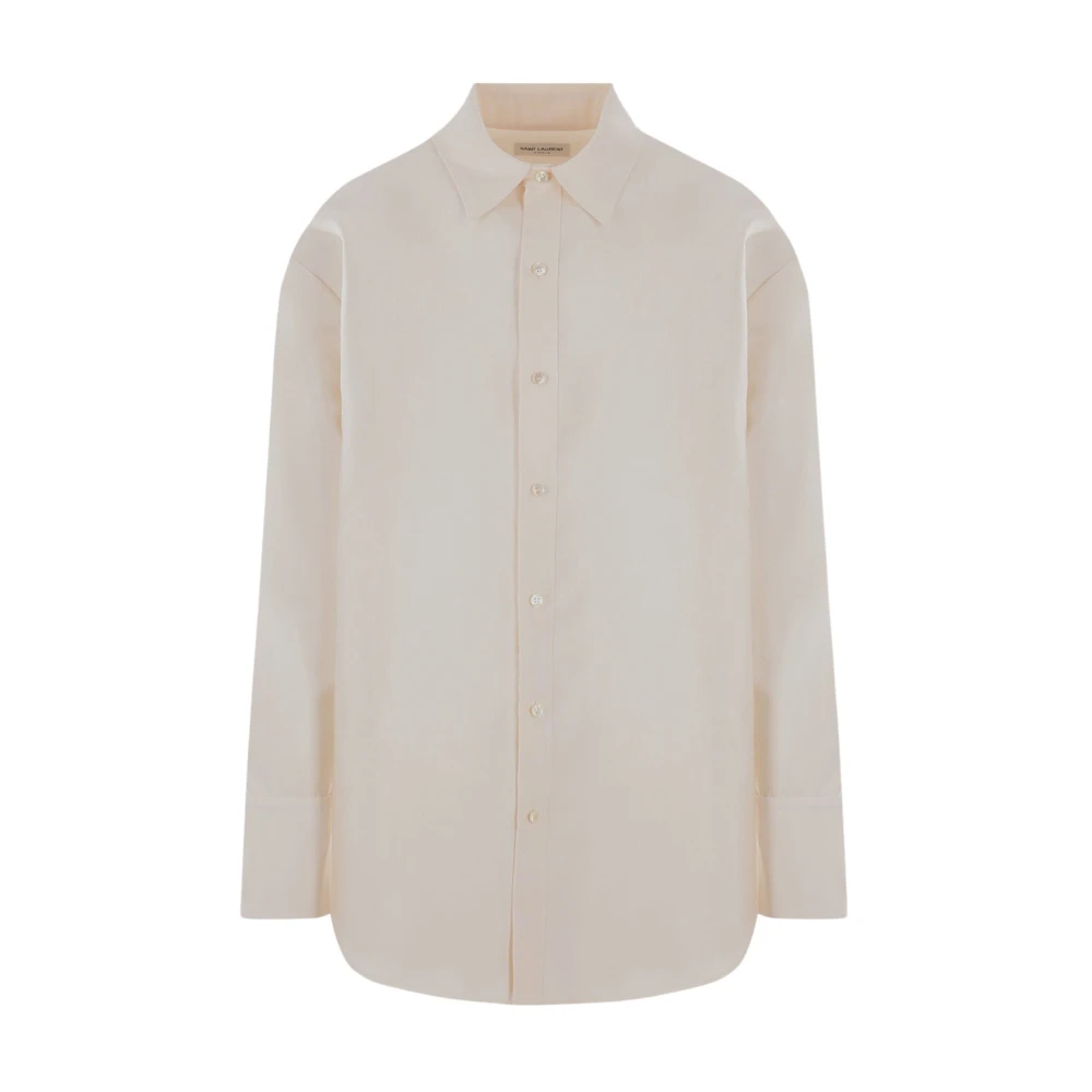 Saint Laurent Geribbelde Shirt Beige Heren