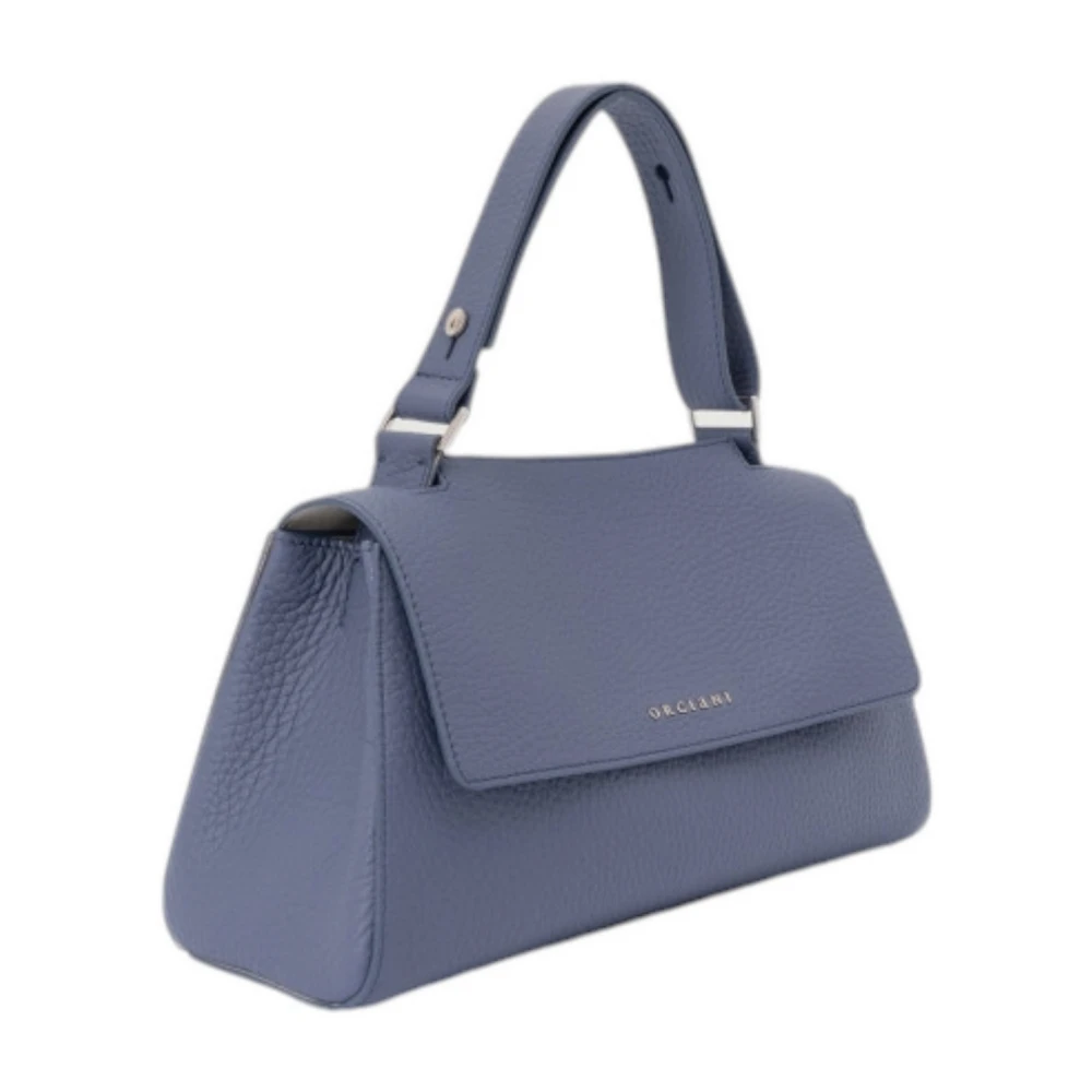 Orciani Zachte leren Longuette tas met modern design Blue Dames