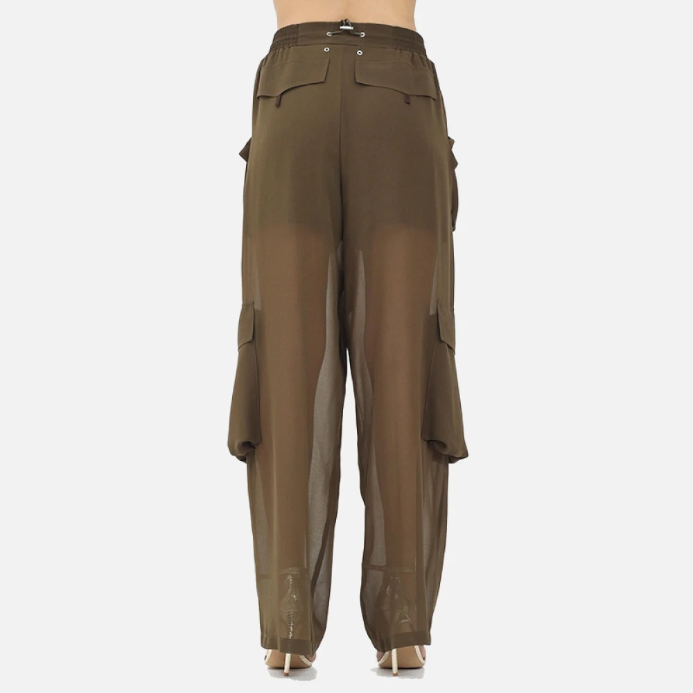 pinko Georgette Slouchy Oversize Relaxte Broek Green Dames